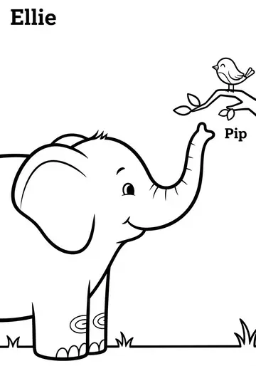 Elephant Ellie & Pip Friendship Coloring Pages