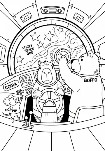 Crewmate Teamwork Stuck Spaceship Coloring Pages