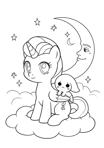 Starlight Meets Moonbeam Pegasus Coloring Pages