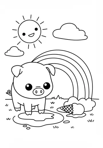 Magical Rainbow Ice Cream Coloring Pages for 3-4 Year Olds