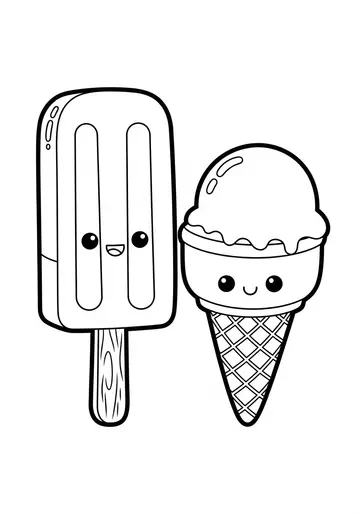 Popsicle and Ice Cream Friends Coloring Page