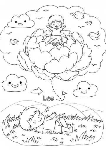 Imaginative Play Peonies Coloring Pages for Kids 3-5