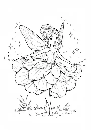 Fairy Magic Peonies Coloring Pages for Kids