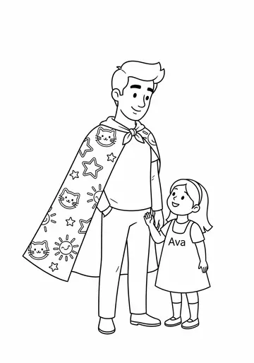 Daddy's Super Cape happy fathers day Coloring Pages