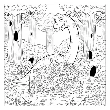 Hide and Seek Brachiosaurus Coloring Page