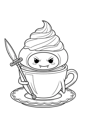 Hooded Villain Cappuccino Coloring Page Free Printable Character Art