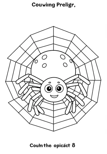 Weaving & Counting number 8 Spider Coloring Pages