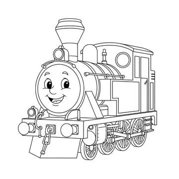 Free Happy Train Engine Coloring Page