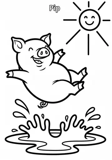 Happy Job Day Piglets Coloring Pages for Preschoolers