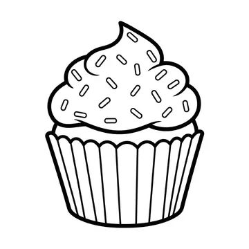 Sweet Sprinkles Cupcake Coloring Page