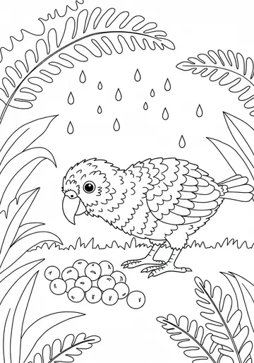 Berry Search & Learning Kakapo Coloring Pages