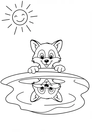 Science Discovery Fox and the Puddle Coloring Pages