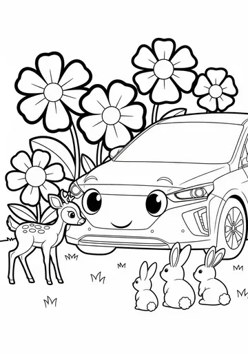 Hyundai Electric Car Ioniq's Meadow Friend Coloring Page