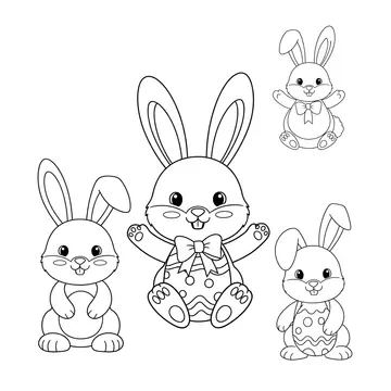 Easy-to-Color Easter Bunnies Activity Page