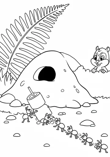 Helpful Ants & Lost Marshmallow camping Coloring Pages