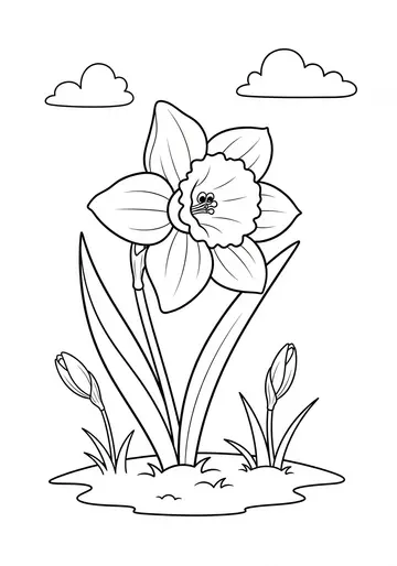 Waking Flowers Daffodil Spring Coloring Pages