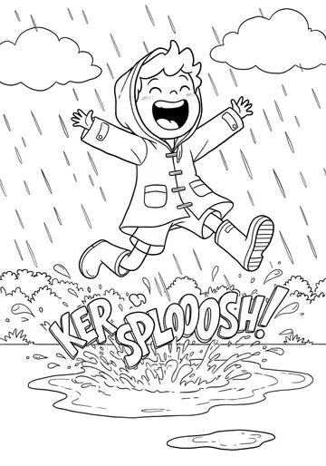Joyful Puddle Jump Coloring Pages for 3-5
