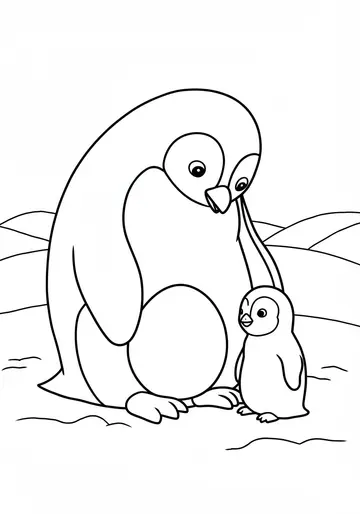 Cozy Family Penguin Coloring Pages