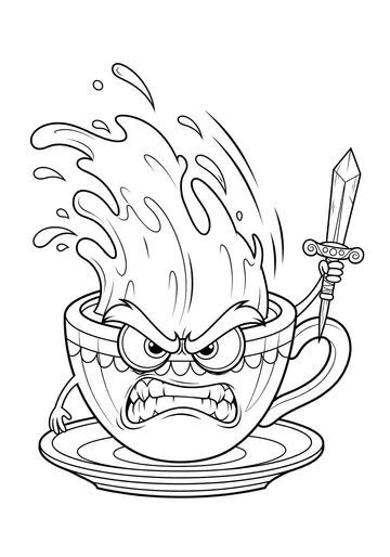 Splash Cape Angry Coffee Coloring Page Free Printable Character Sheet
