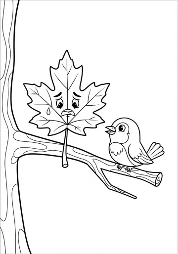 Last Leaf Meets Little Bird Thanksgiving Coloring Pages