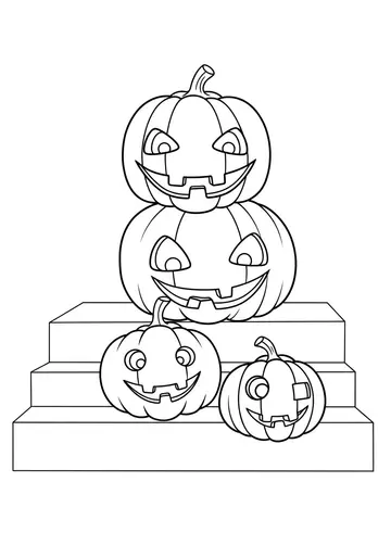 Pumpkin Family Jack-O'-Lantern Coloring Pages for Kids