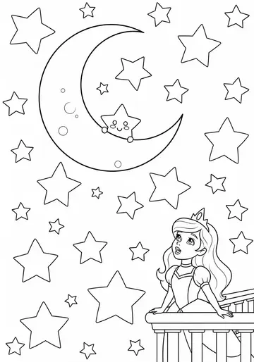 Night Time Adventure Princess Stella Coloring Pages