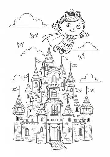 Super Why's Fairy Tale Castle Flight Coloring Page