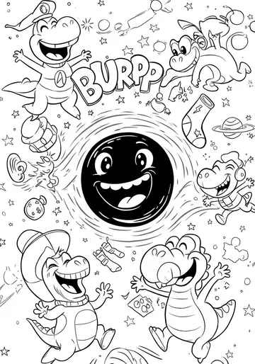 Silly & Happy Grumpy Black Hole Coloring Book