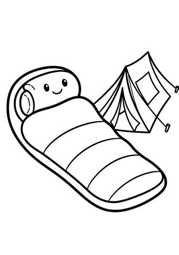 Smiling Sleeping Bag Camping Coloring Page