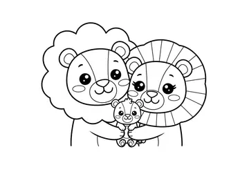 Lion Family Coloring Page