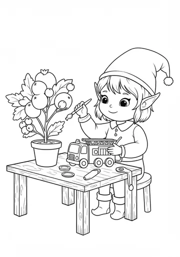 Santa's Elf Workshop Coloring Pages for Kids