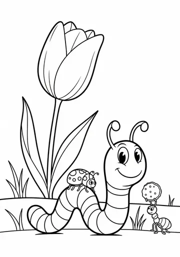 Wiggle Worm's Spring Adventure Coloring Pages