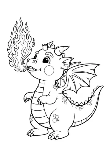 Fire Breathing Baby Dragon Coloring Page - Free Printable