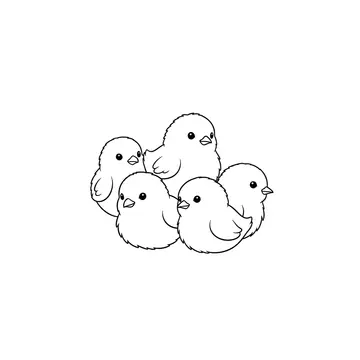 Easter Chicks Coloring Page for Kids - Printable Black and White Line Art