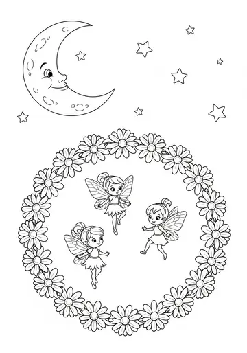 Magical Fairy Daisies Coloring Pages for Preschool