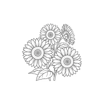 Cute Sunflowers Coloring Page
