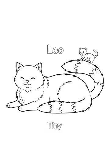 Playful Game with a Big Brother Kitten Coloring Pages