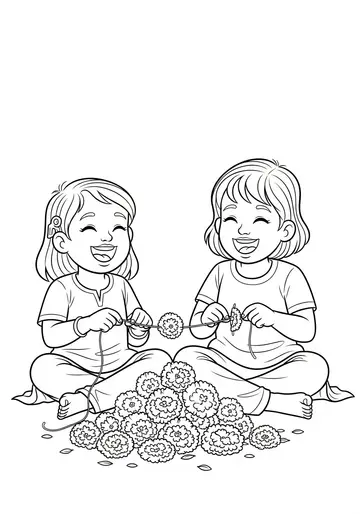 Marigolds Festival Chain Coloring Pages