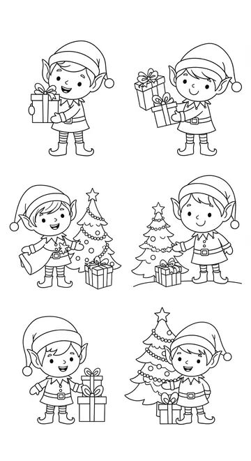 Santa's Elves Coloring Page Holiday Fun!