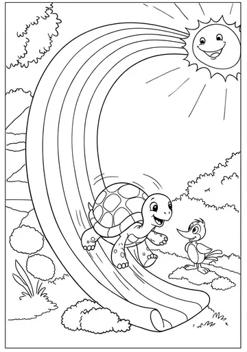 Playful Adventure on the Rainbow Slide Coloring Pages