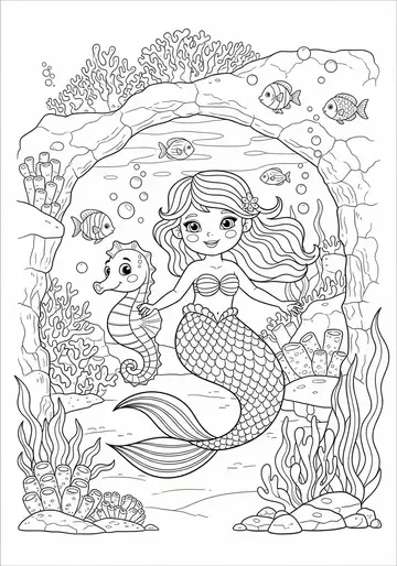 Mermaid and Seahorse Friends Coloring Adventure