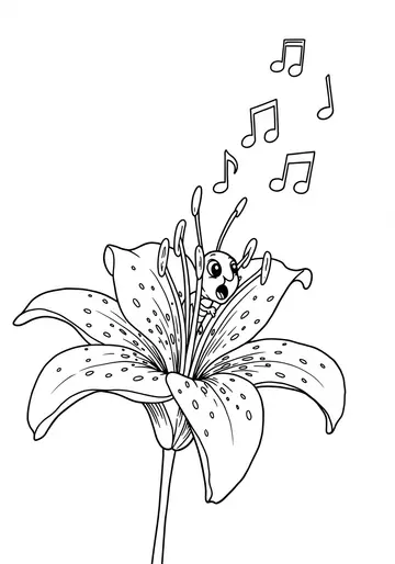 Chirp's Musical Lilies Coloring Pages for Toddlers