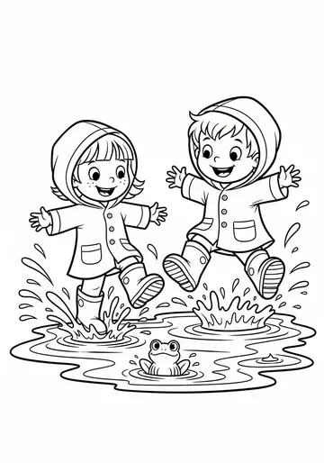 Rainy Day fall Fun Coloring Pages