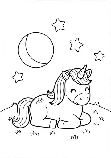Sleepy Unicorn Coloring Page