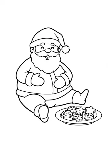 Funny Santa and Cookies Coloring Pages for Kids
