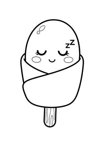 Sleepy Baby Popsicle Coloring Page