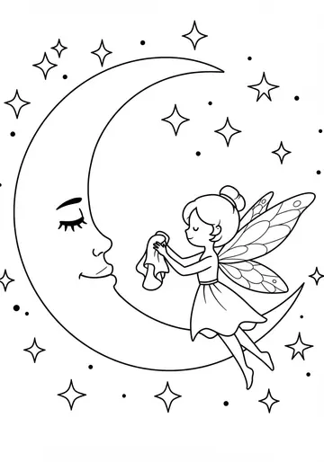 Nighttime Adventure Fairy Coloring Pages