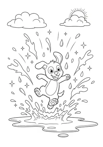 Rainy Day Fun Puppy Coloring Pages