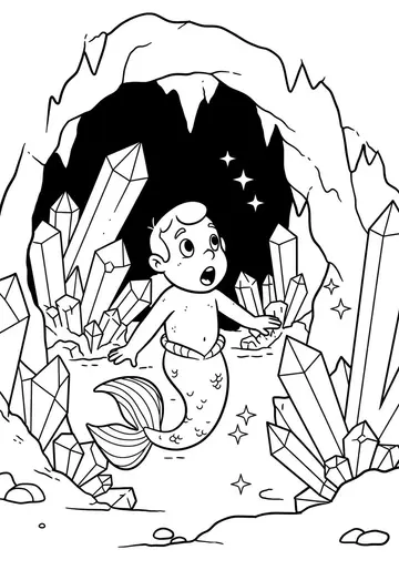 Cave Explorer Merman Coloring Pages