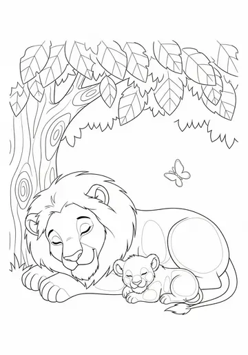 Sleepy Lion Naps summer Coloring Pages